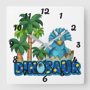 Cute Dinosaurs Fyrkantig Klocka