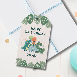 Cute Dinosaurs Grattis på födelsedagen Personlig Presentetikett