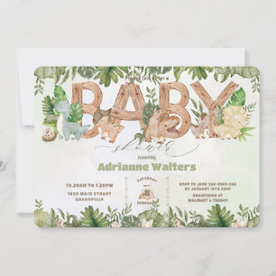 Cute Dinosaurs Greenery Boy Shower Inbjudningar