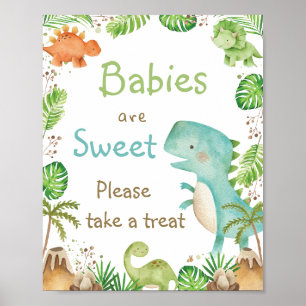 Cute Dinosaurs Greenery Spädbarn är sötat Poster