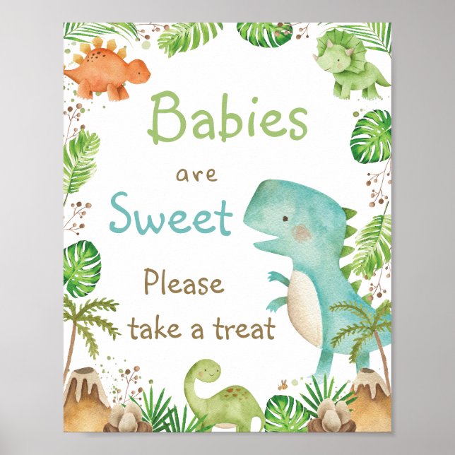 Cute Dinosaurs Greenery Spädbarn är sötat Poster (Framsidan)