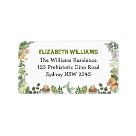 Cute Dinosaurs Jungle Greenery Returadress Adressetikett