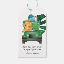 Cute Dinosaurs Jungle Safari Baby Shower Tack Presentetikett