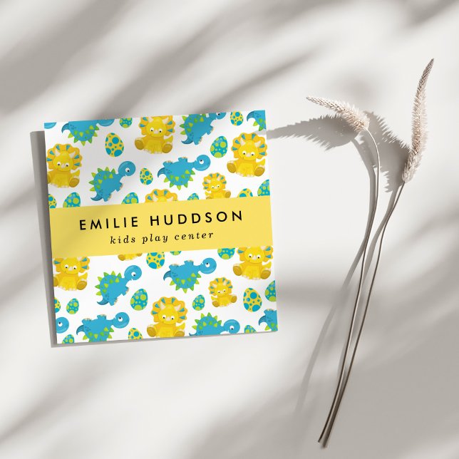 Cute Dinosaurs, Kids Play Center, Aktivitetscenter Fyrkantigt Visitkort (Skapare uppladdad)
