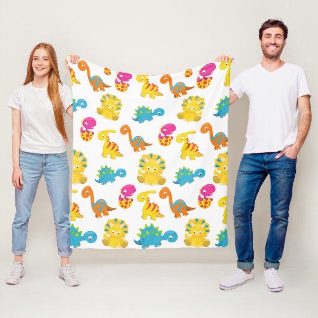 Cute Dinosaurs, Mönster, Dinosaurs, Baby Dino Fleecefilt (På plats)