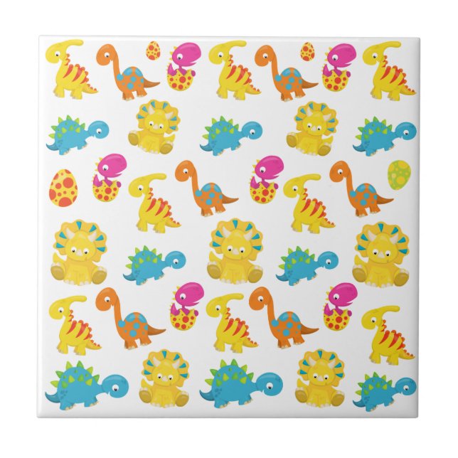 Cute Dinosaurs, Mönster, Dinosaurs, Baby Dino Kakelplatta (Framsidan)