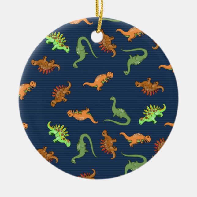 Cute Dinosaurs Mönster Julgransprydnad Keramik (Framsidan)