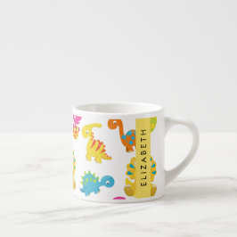 Cute Dinosaurs, Mönster om dinosaurier, ditt namn Espressomugg