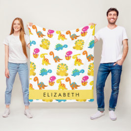 Cute Dinosaurs, Mönster om dinosaurier, ditt namn Fleecefilt