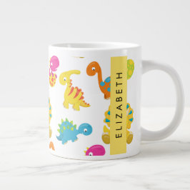 Cute Dinosaurs, Mönster om dinosaurier, ditt namn Jumbo Mugg