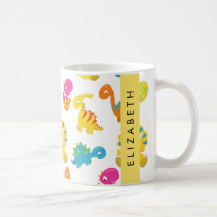 Cute Dinosaurs, Mönster om dinosaurier, ditt namn Kaffemugg