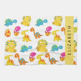 Cute Dinosaurs, Mönster om dinosaurier, ditt namn Kökshandduk