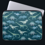 Cute Dinosaurs Mörk grönt Mönster Laptop Fodral<br><div class="desc">Många vita dinosaurier,  Tyrannosaurus rex,  Spinosaurus,  Stegosaurus,  Diplodocus och Triceratops. Eek!</div>