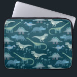 Cute Dinosaurs Mörk grönt Mönster Laptop Fodral<br><div class="desc">Många vita dinosaurier,  Tyrannosaurus rex,  Spinosaurus,  Stegosaurus,  Diplodocus och Triceratops. Eek!</div>