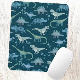 Cute Dinosaurs Mörk grönt Mönster Musmatta