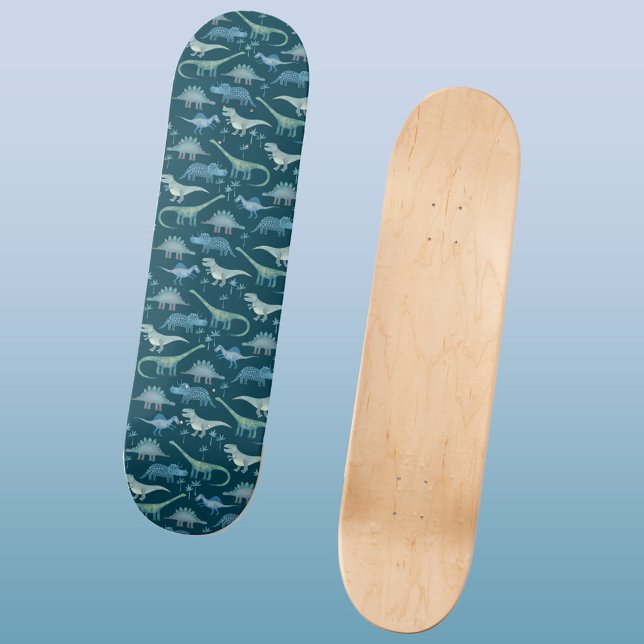 Cute Dinosaurs Mörk Mönster Mini Skateboard Bräda 18,5 Cm (Fun dinosaur skateboard)