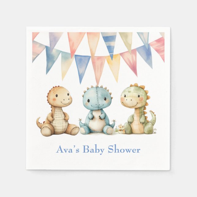 Cute Dinosaurs och Friends Boy Shower Pappersservett (Framsidan)