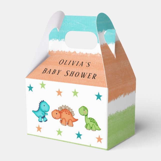 Cute Dinosaurs och Stars Baby Shower Presentaskar (Framsidan Sidan)
