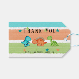Cute Dinosaurs och Stars Baby Shower-Tack Presentetikett