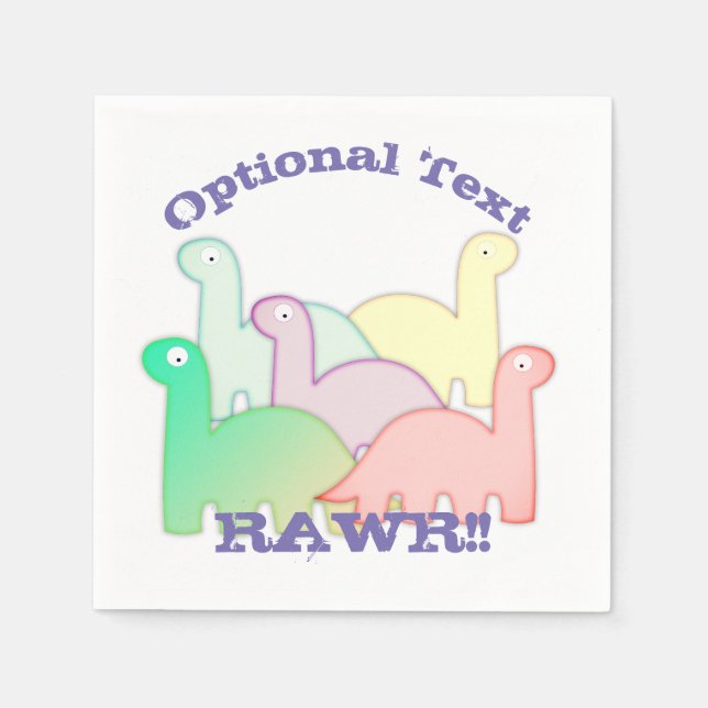Cute Dinosaurs Pastel Colorful Pappersservett (Framsidan)