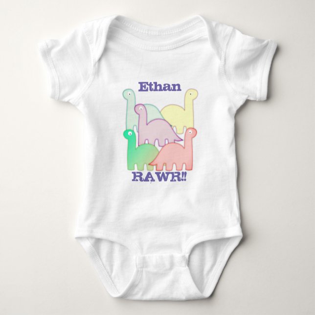 Cute Dinosaurs Pastel Colorful T Shirt (Framsida)