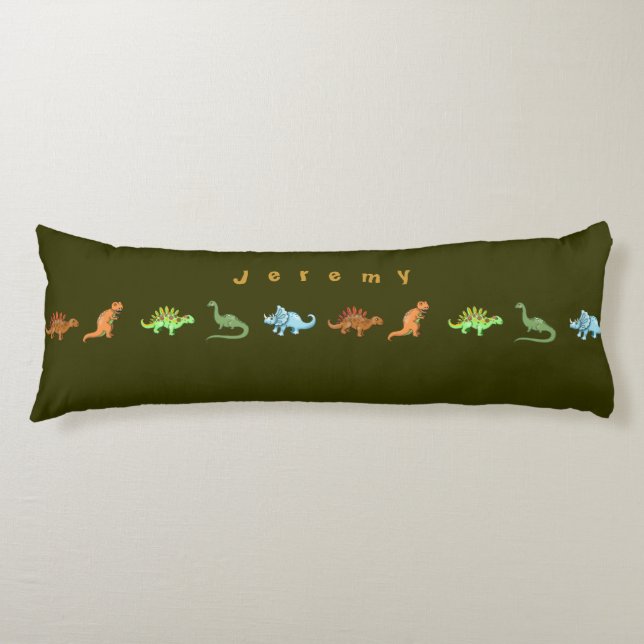Cute Dinosaurs-Personlig Pillow Lägg till ditt nam Kroppskudde (Framsidan)