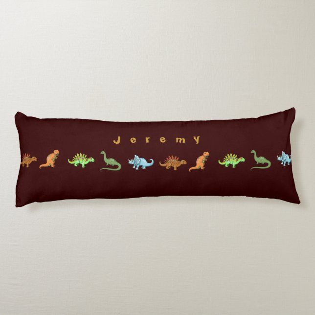 Cute Dinosaurs-Personlig Pillow Lägg till ditt nam Kroppskudde (Baksidan)