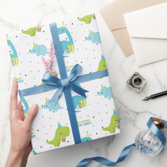 Cute Dinosaurs Personlig Presentpapper (Gifting)