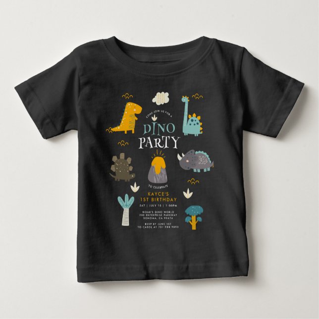 Cute Dinosaurs pojkes första Födelsedagsfest T Shirt (Framsida)