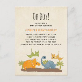 Cute Dinosaurs PreHistorical Wildlife Baby Shower Inbjudan Vykort