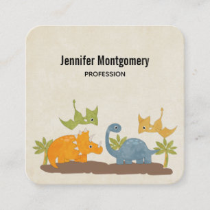 Cute Dinosaurs Prehistorisk Wildlife Fyrkantigt Visitkort