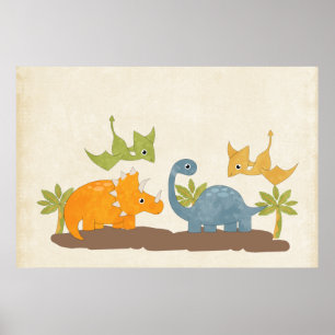 Cute Dinosaurs Prehistorisk Wildlife Poster
