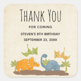 Cute Dinosaurs Prehistorisk Wildlife-Tack Fyrkantigt Klistermärke