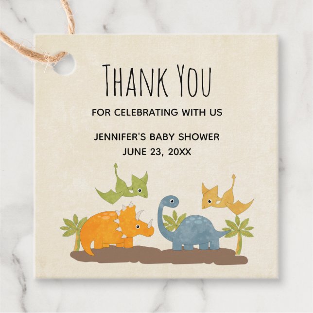 Cute Dinosaurs Prehistorisk Wildlife-Tack Gåvor Etiketter (Framsida)