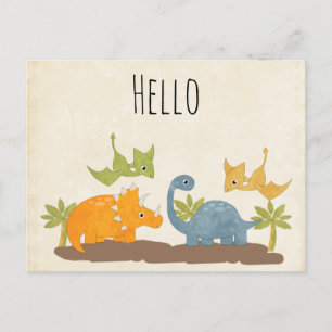 Cute Dinosaurs Prehistorisk Wildlife Vykort