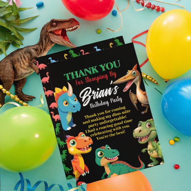 Cute Dinosaurs roar Boy Birthday-inbjudan Tack Kort (Skapare uppladdad)