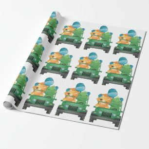 Cute Dinosaurs Safari Fordon Jungle Baby Shower Presentpapper