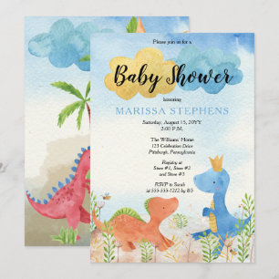 Cute Dinosaurs som spelar pojkbabyskor inbjudan