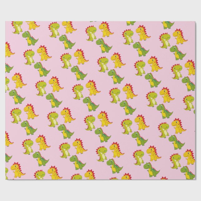 Cute Dinosaurs sömlös mönster Presentpapper (Platt)