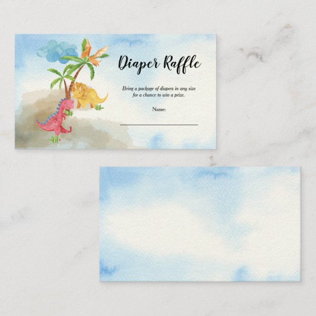 Cute Dinosaurs spelar babyskor Diaper Raffle Tilläggskort (Fram/baksida)