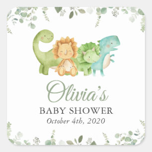 Cute Dinosaurs, T-Rex, Jurassic, Baby Shower Fyrkantigt Klistermärke