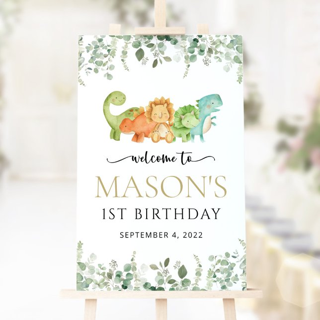 Cute Dinosaurs, T-Rex, Jurassic, Birthday Welcome Poster (Skapare uppladdad)