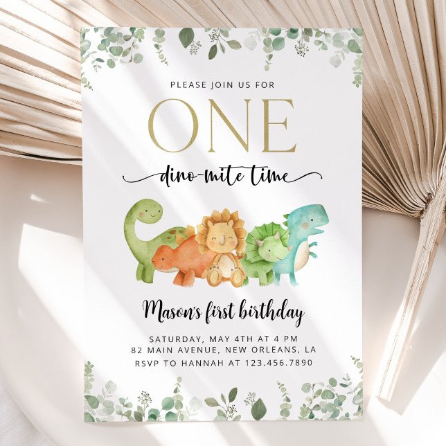 Cute Dinosaurs, T-Rex, Jurassic, första födelsedag Inbjudningar (Skapare uppladdad)