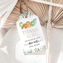 Cute Dinosaurs, T-Rex, Jurassic, första födelsedag Presentetikett