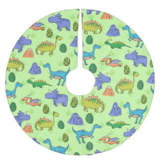 Cute Dinosaurs, Tecknad Stil. Julgransmatta Borstad Polyester