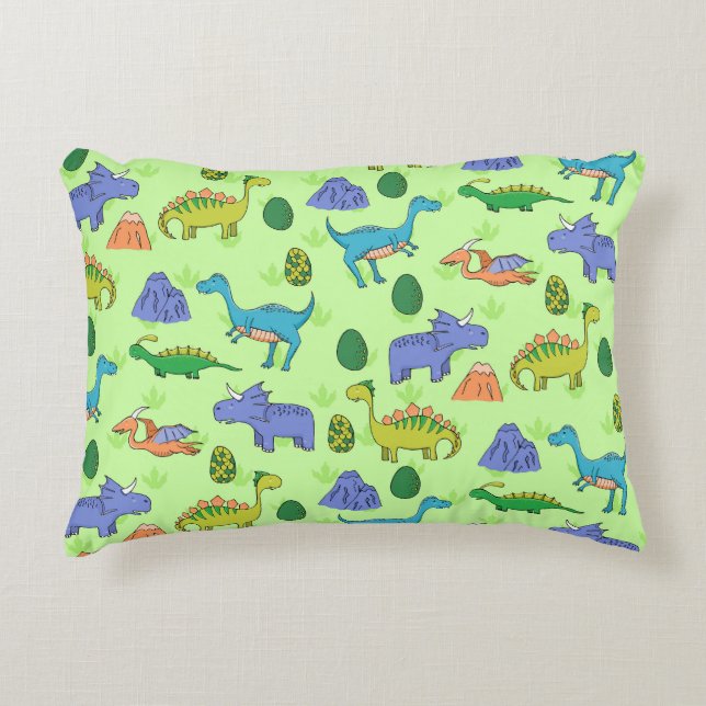 Cute Dinosaurs, Tecknad Stil. Prydnadskudde (Framsidan)