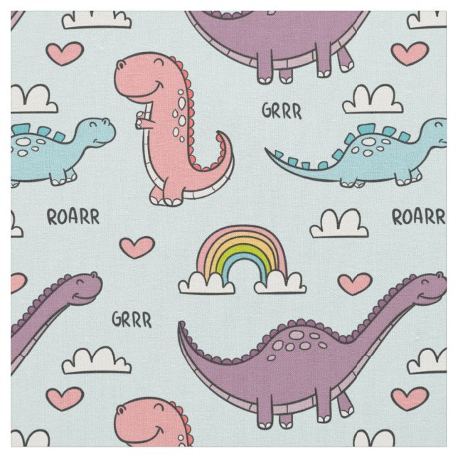 Cute Dinosaurs Tyg (Närbild)