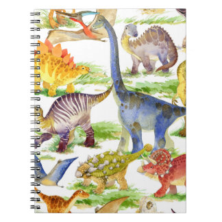 Cute Dinosaurs vattenfärg Sömlös konst Anteckningsbok