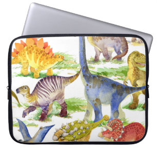 Cute Dinosaurs vattenfärg Sömlös konst Laptop Fodral