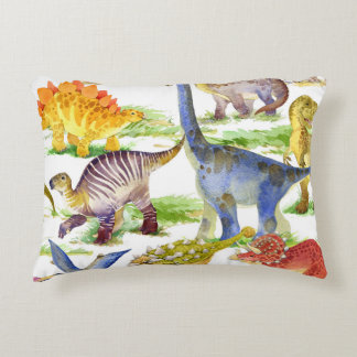 Cute Dinosaurs vattenfärg Sömlös konst Prydnadskudde